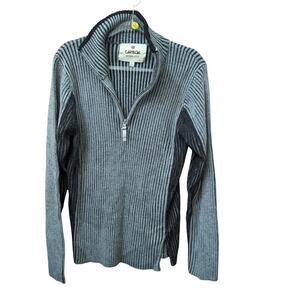 Carbon Mens Y2K Ribbed Quarter Zip 1/4 Gray Casual Preppy Size Large